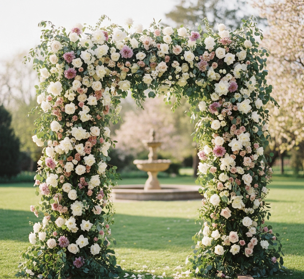 Floral arch backdrop